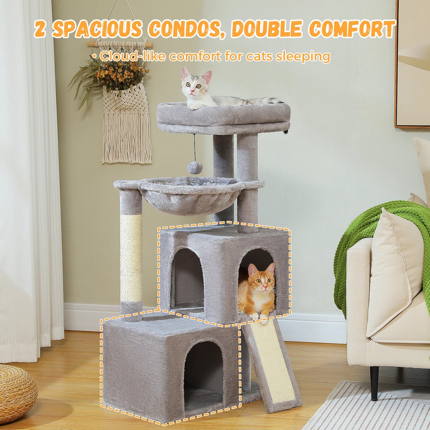 PAWZ Road Large Cat Tree Multi Level Tower With Condos