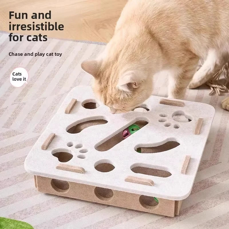 Cat Puzzle Toy Interactive Felt Box With Ball For Cats