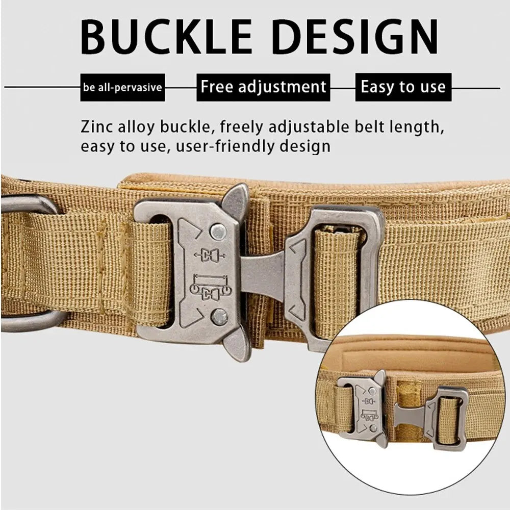 Outdoor Tactical Dog Collar With Breathable Nylon And Metal Buckle
