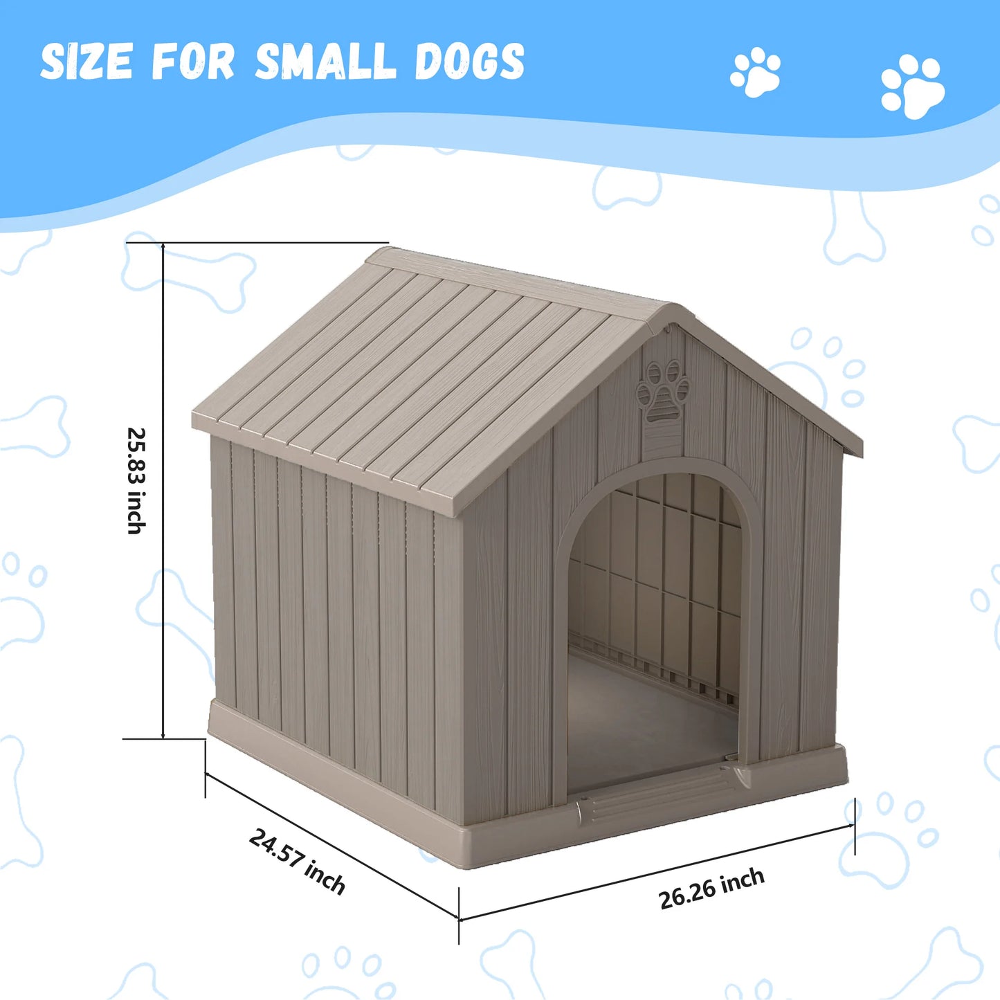 Plastic Dog House Weatherproof Pet Shelter For Yard
