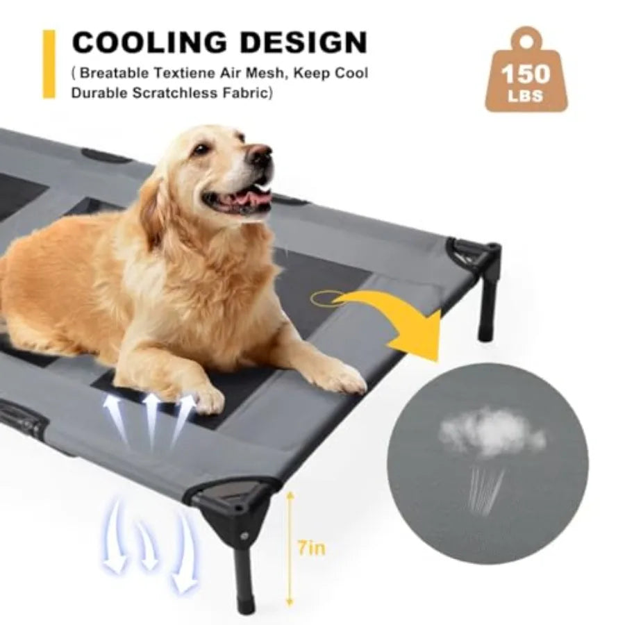 Elevated Dog Bed With Canopy Outdoor Waterproof Pet Cot