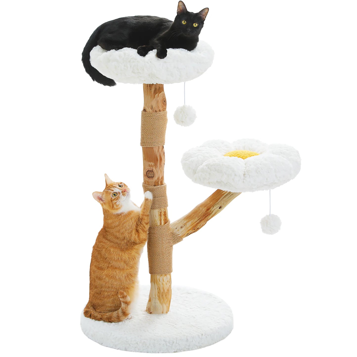 PAWZ Road Wood Cat Tree With Wicker Basket Bed And Sisal Scratching Posts