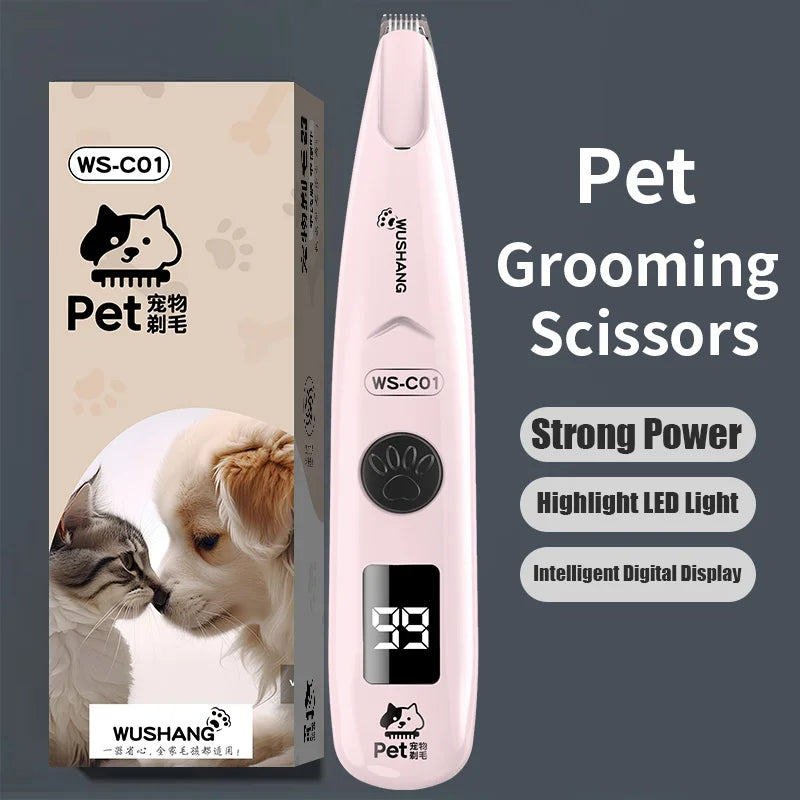 Pet Groomer Trimmer For Dogs Cats With LED Light Waterproof