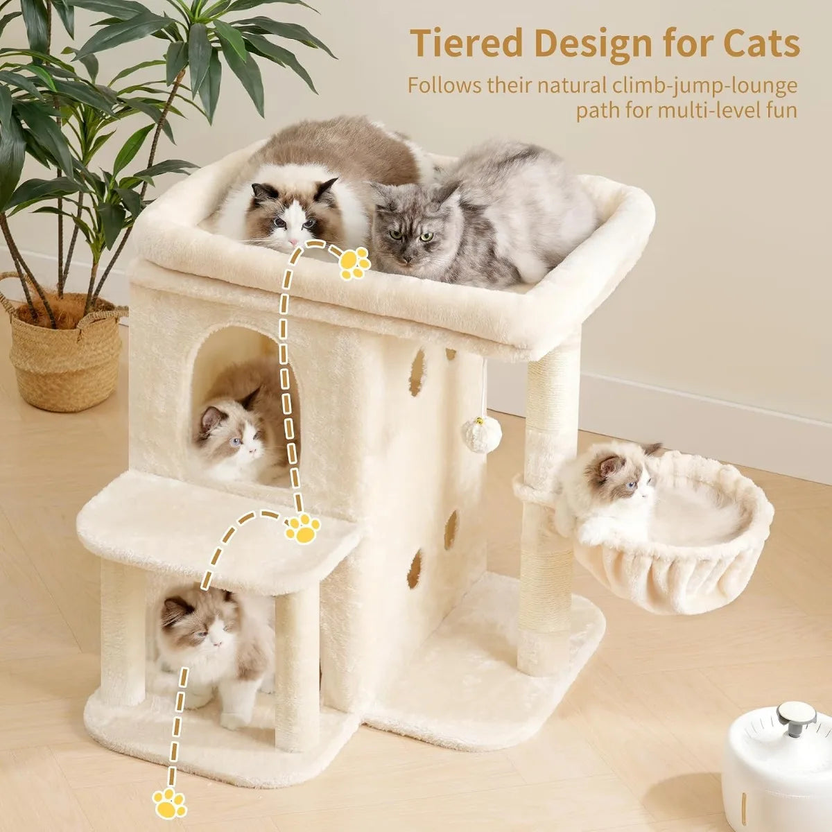 NBVCX Cat Tower With Large Perch And Dual Condos Deluxe