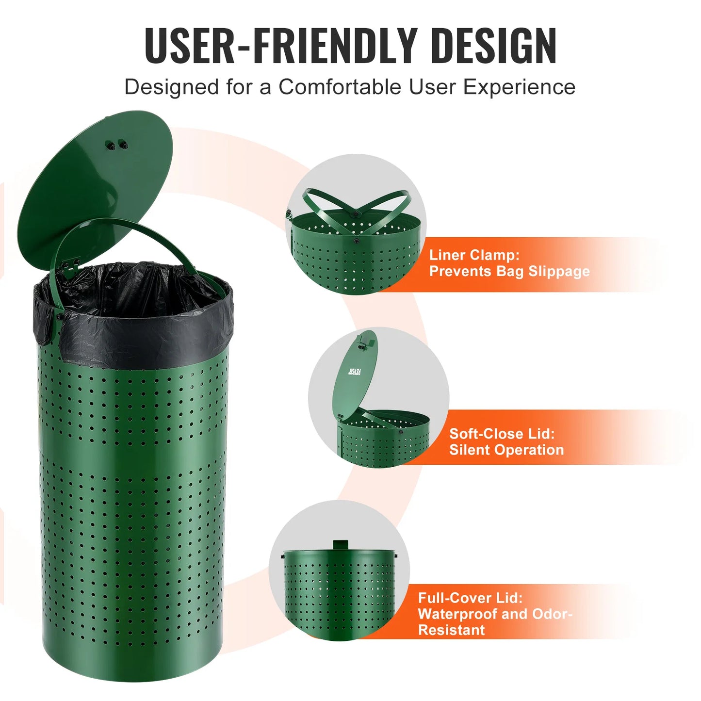 VEVOR 11.5 Gallons Outdoor Dog Poop Trash Can With Lid