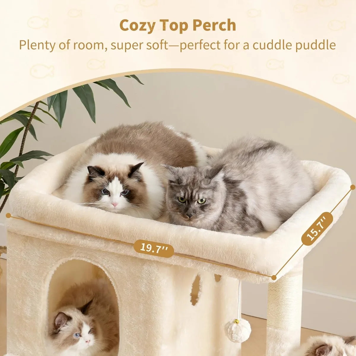 NBVCX Cat Tower With Large Perch And Dual Condos Deluxe