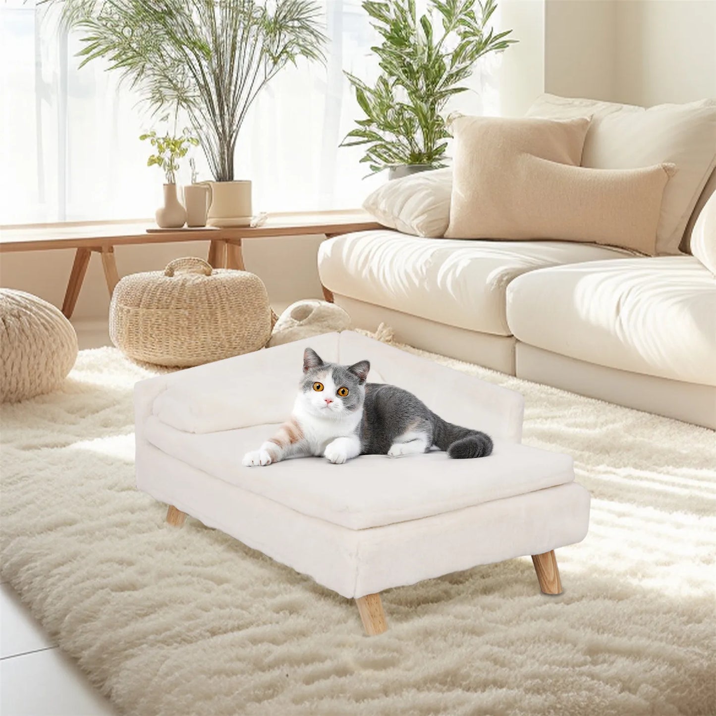 BINGOPAW Waterproof Raised Pet Sofa Bed With Plush Cushion