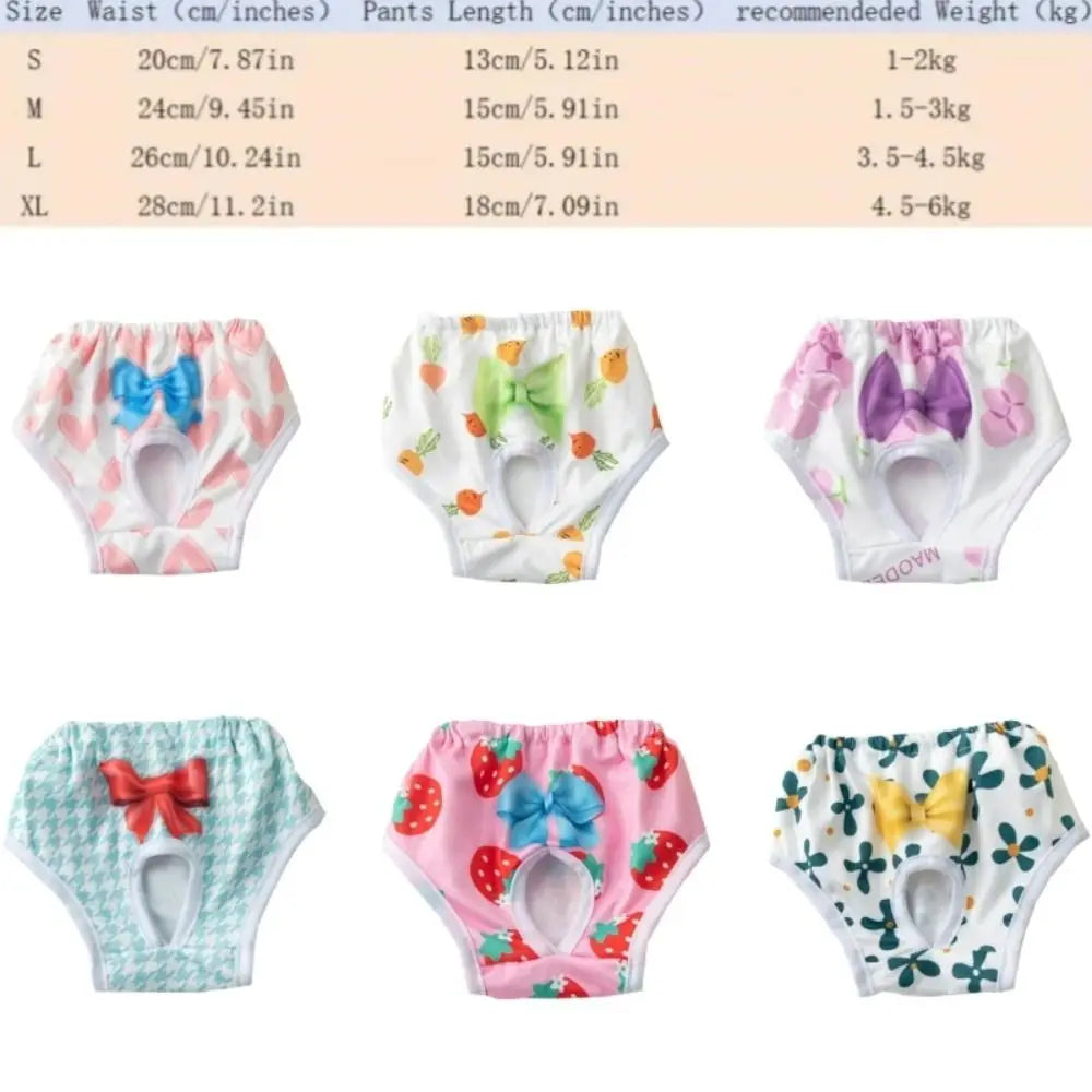Washable Dog Physiological Pants Cartoon Print Leakproof Diaper