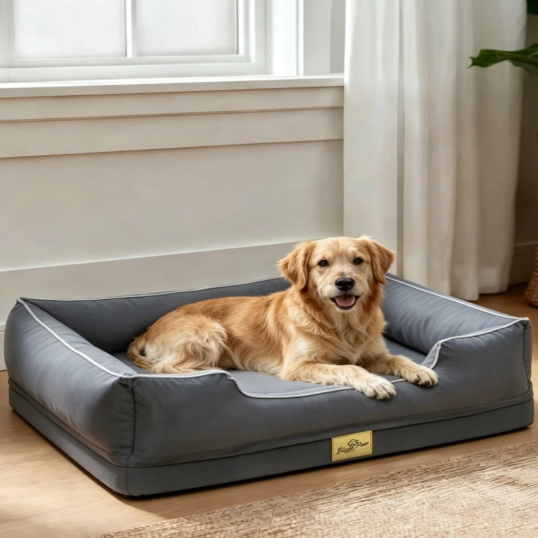 BORWART Orthopedic Dog Bed With Bolster Sides, Waterproof Liner, Removable Cover