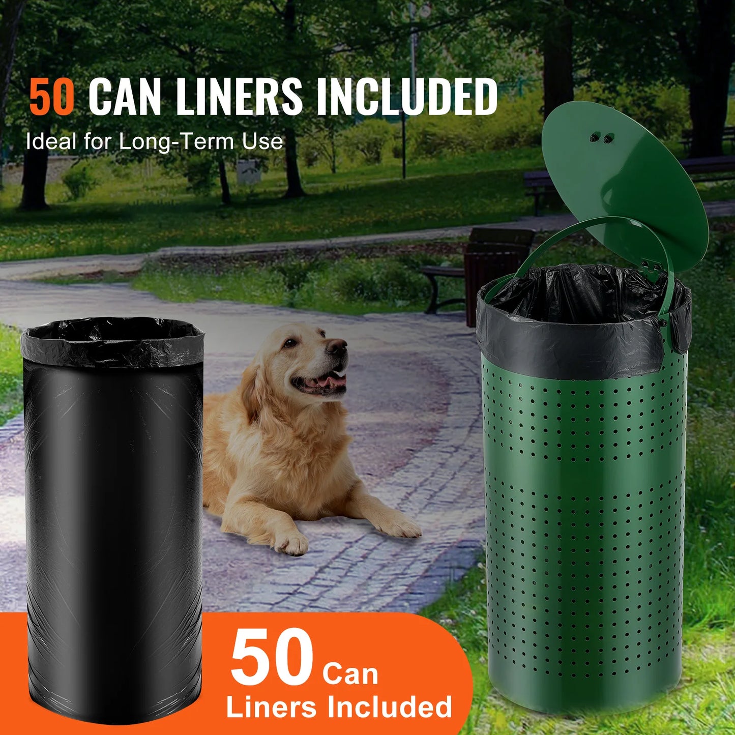 VEVOR 11.5 Gallons Outdoor Dog Poop Trash Can With Lid