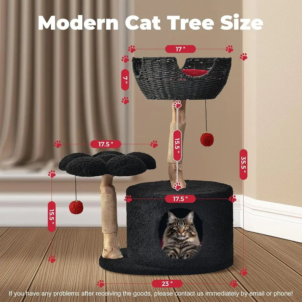 Luxury Wooden Cat Tower With Scratching Posts For Large Cats
