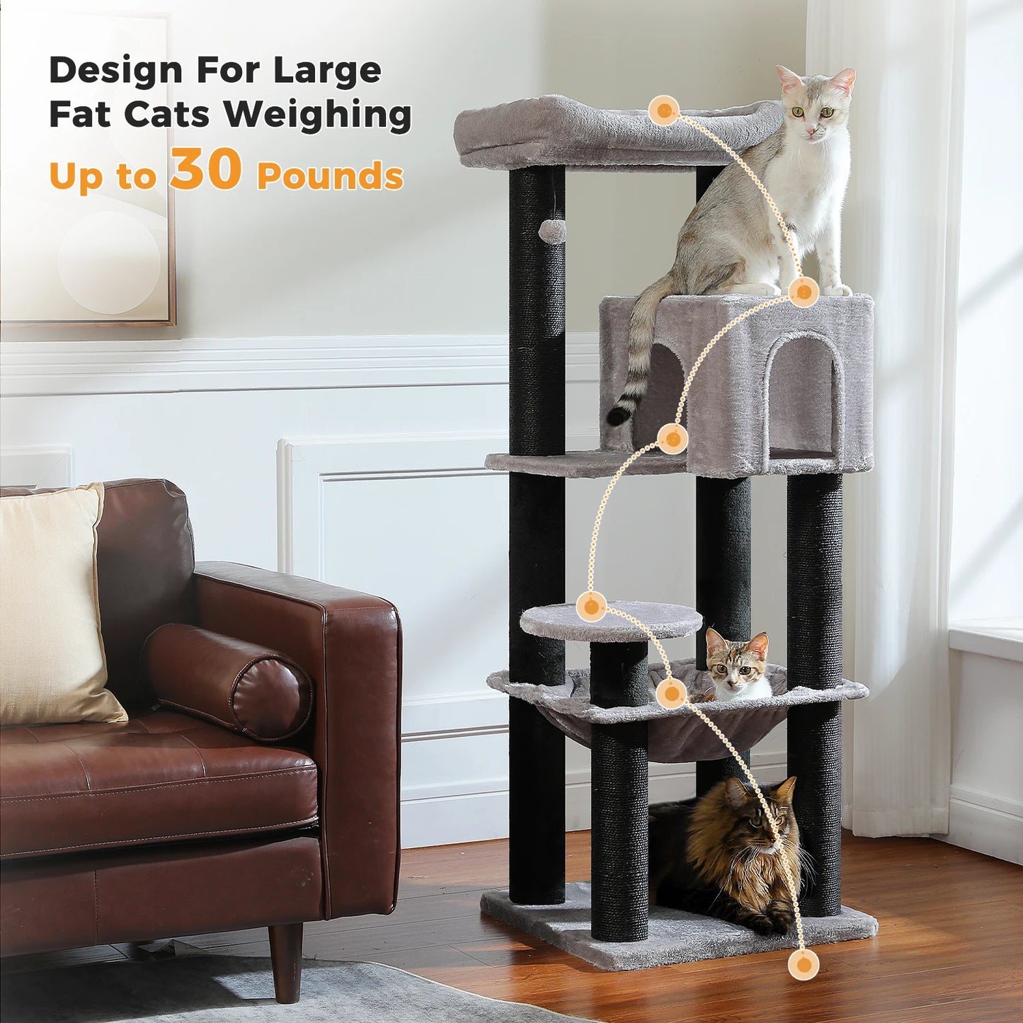 PAWZ Road Heavy Duty Cat Tree With Thick Scratching Posts