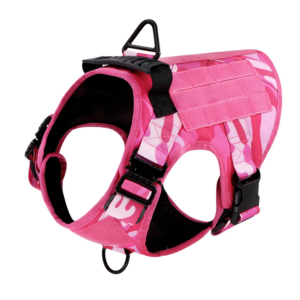 Military Camouflage Dog Harness For Large Dogs, Adjustable Tactical Vest