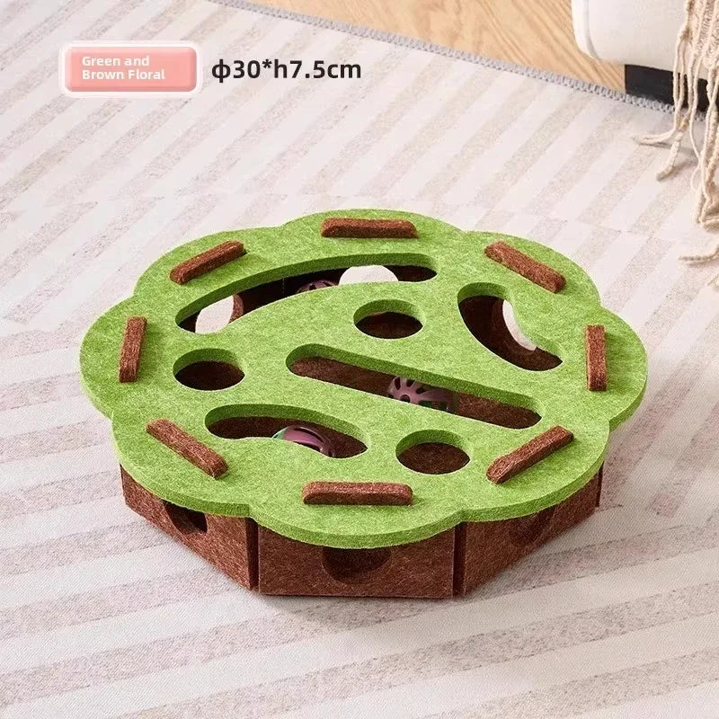 Cat Puzzle Toy Interactive Felt Box With Ball For Cats