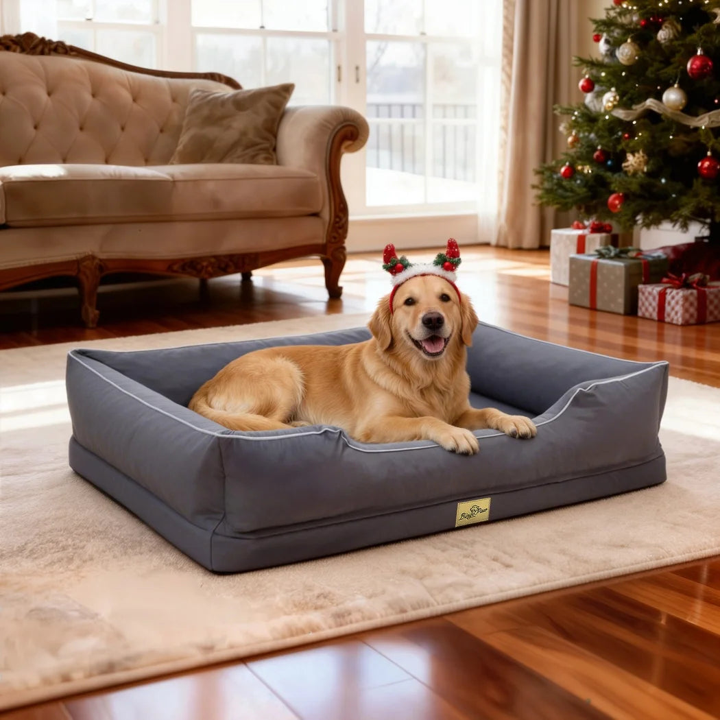 BORWART Orthopedic Dog Bed With Bolster Sides, Waterproof Liner, Removable Cover