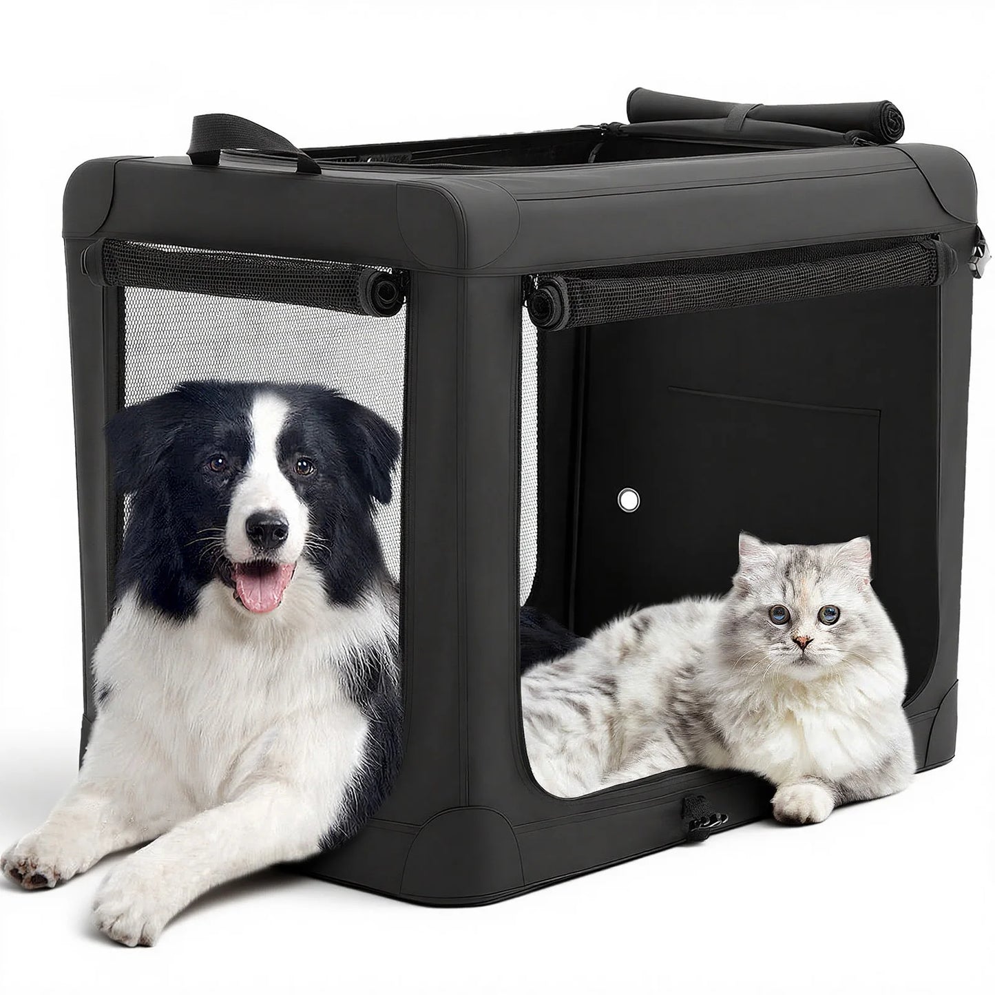 JHK Foldable Soft Dog Crate With 3 Doors Portable Kennel