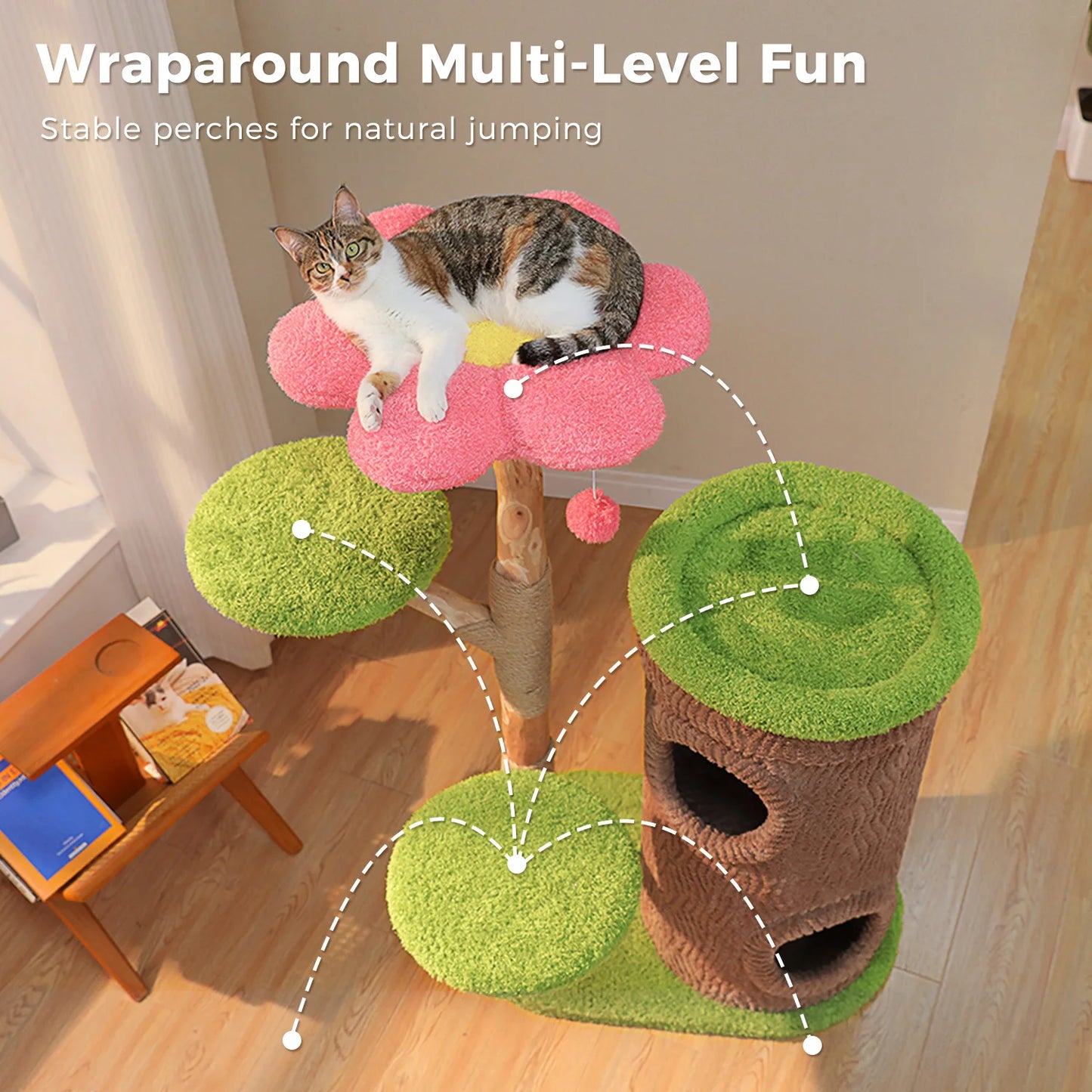 PAWZ Road Large Cat Tree Tower With 4 Condos Indoors