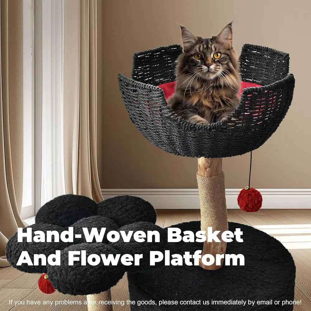 Luxury Wooden Cat Tower With Scratching Posts For Large Cats