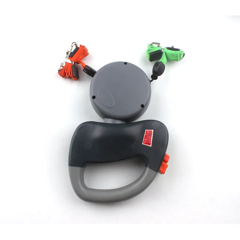 Self-Retracting Dual-Head Pet Leash For Two Dogs 360-Degree
