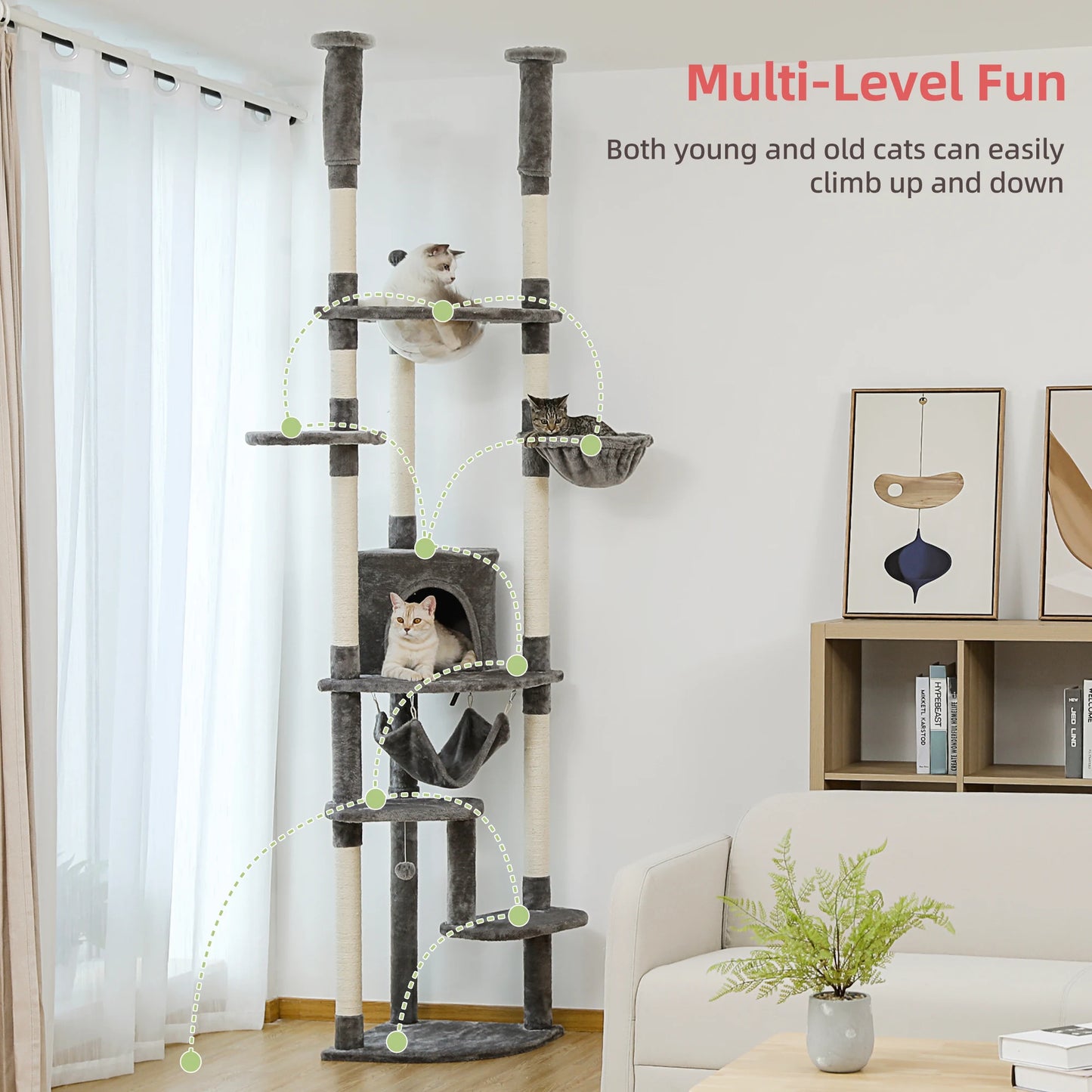 PAWZ Road Floor To Ceiling Cat Tree Scratching Posts