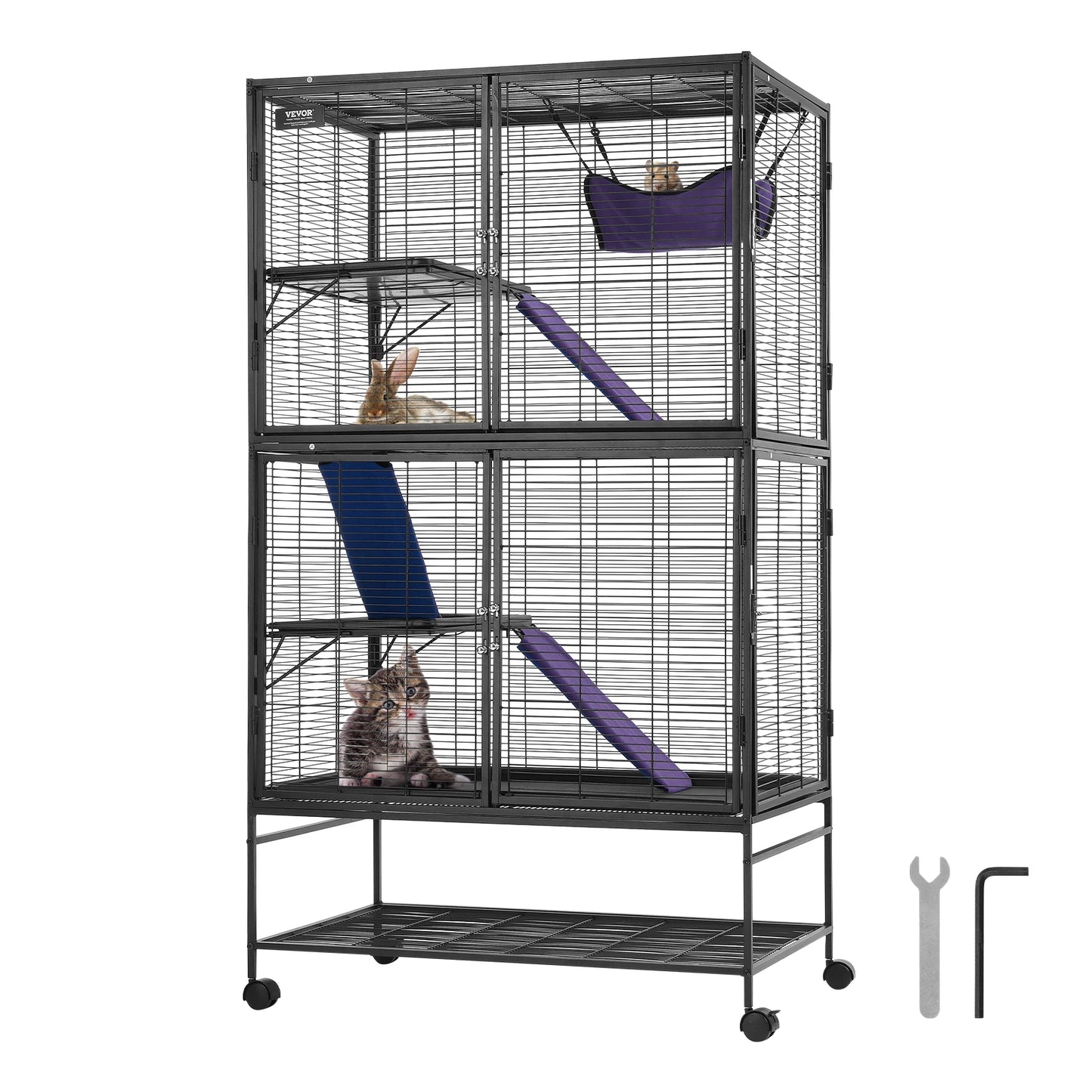 SucceBuy Four Tier Rolling Metal Ferret Cage For Small Animals