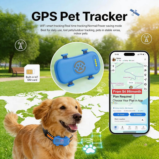 Wanwaytech GPS Pet Tracker 4G Real-Time Tracking IP67 Waterproof