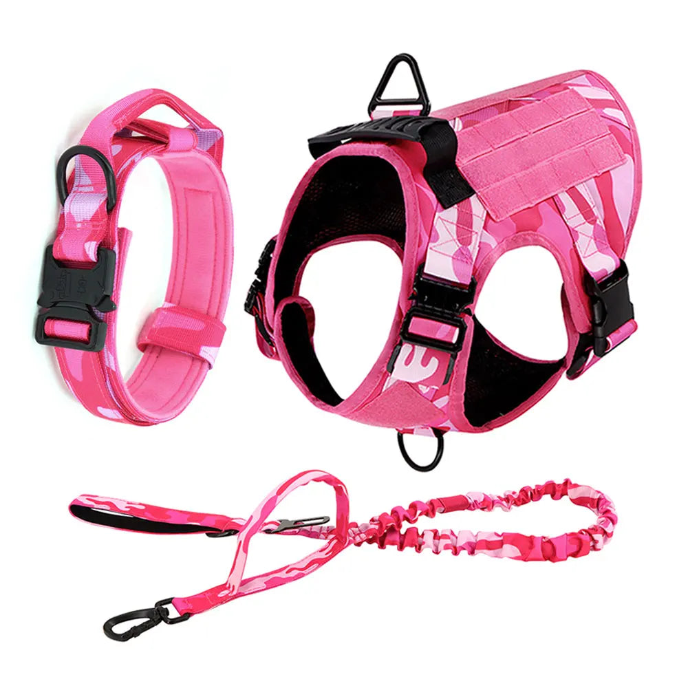 Military Camouflage Dog Harness For Large Dogs, Adjustable Tactical Vest
