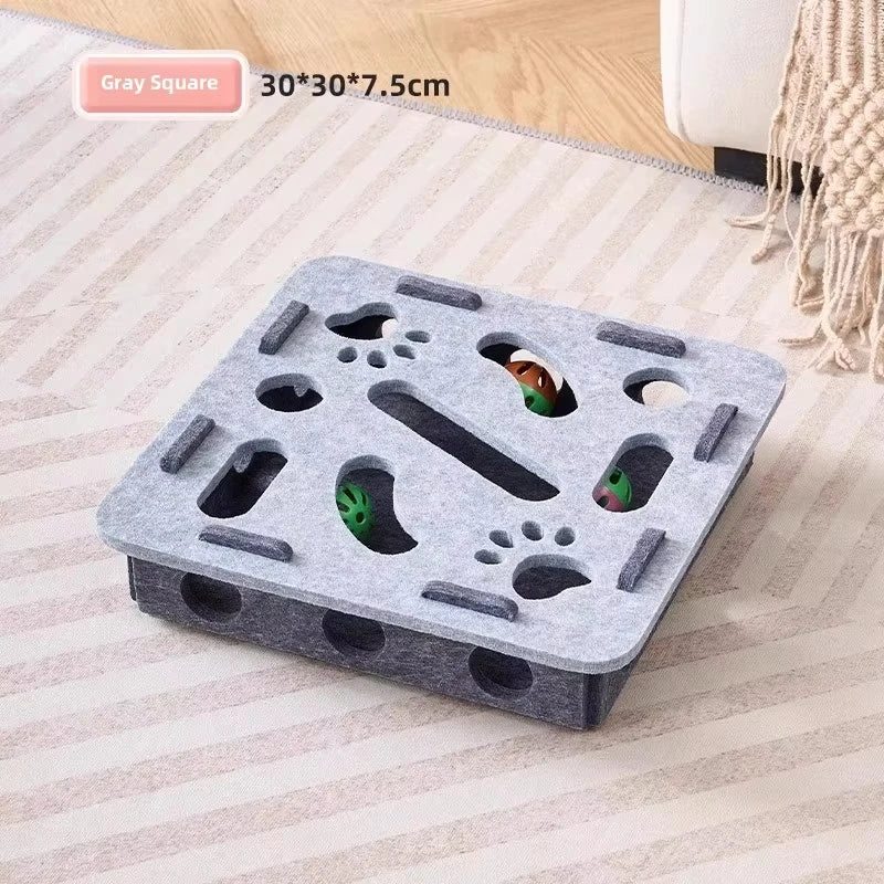 Cat Puzzle Toy Interactive Felt Box With Ball For Cats