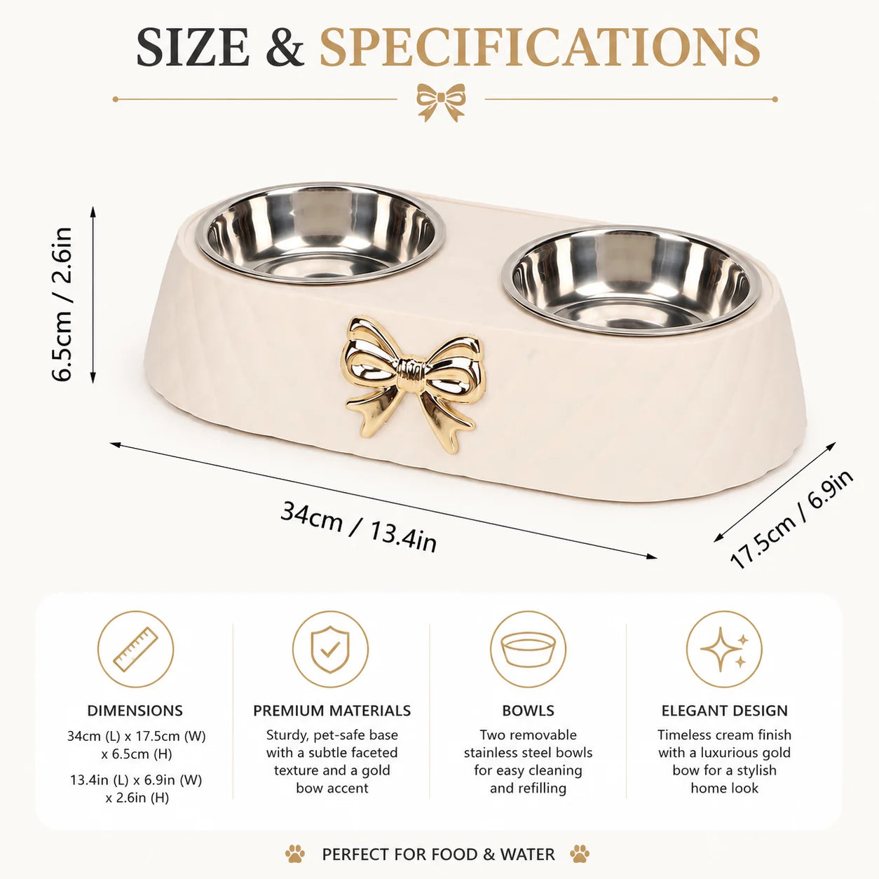 Double Stainless Steel Pet Bowl For Cats And Small Dogs