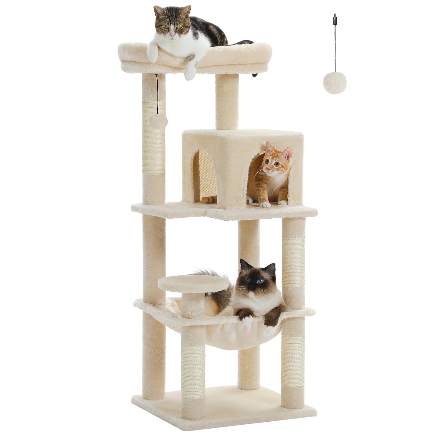 PETEPELA Indoor Cat Tree With Metal Frame And Large Hammock