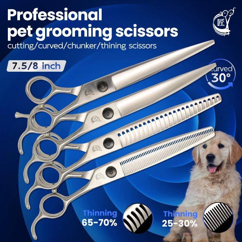 KEEP BEAUTY Dog Grooming Scissors Set Stainless Steel Straight Curved