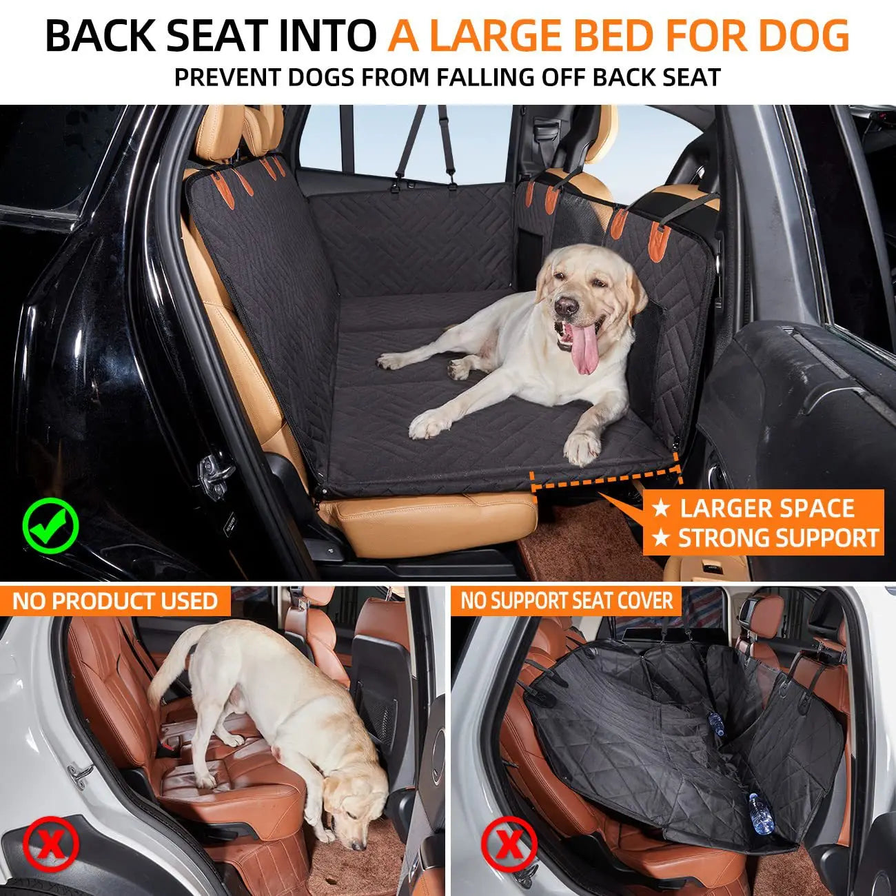 Car Back Seat Pet Cover Waterproof Protector With Safety Belt