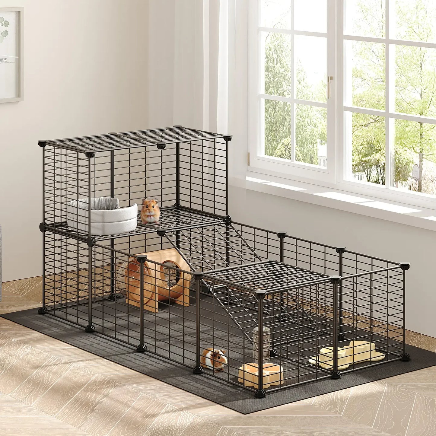 Guinea Pig Cage With Waterproof Mat And Playpen Panels