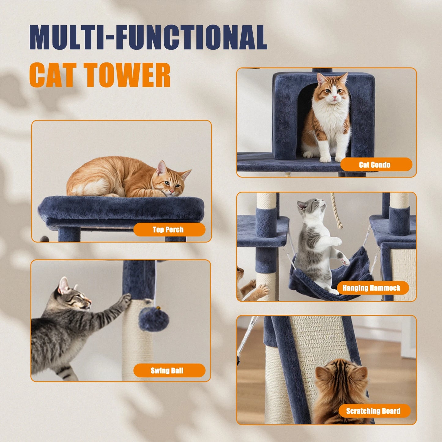 MCQ Cat Tree Tower With Condo Sisal Scratching Posts