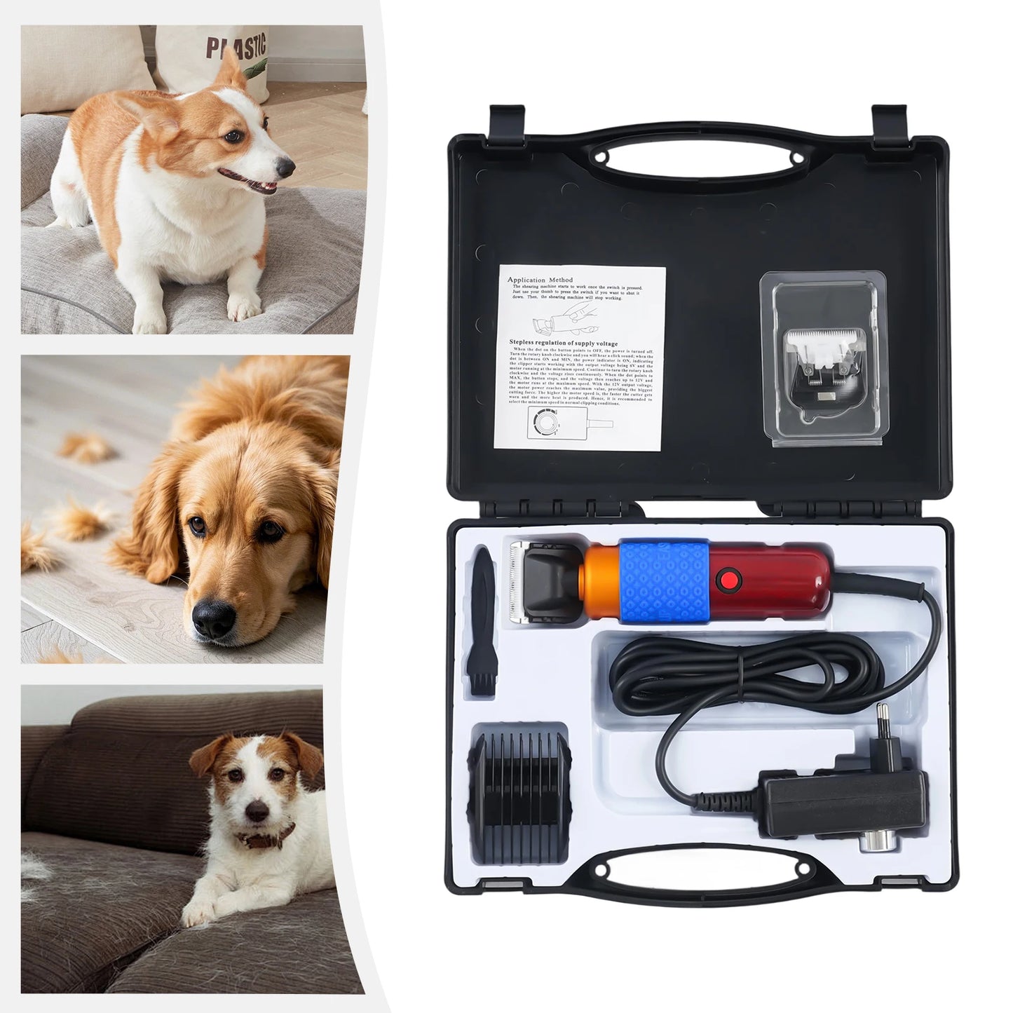 36W Professional Dog Clipper Cat Hair Trimmer With Adjustable Comb