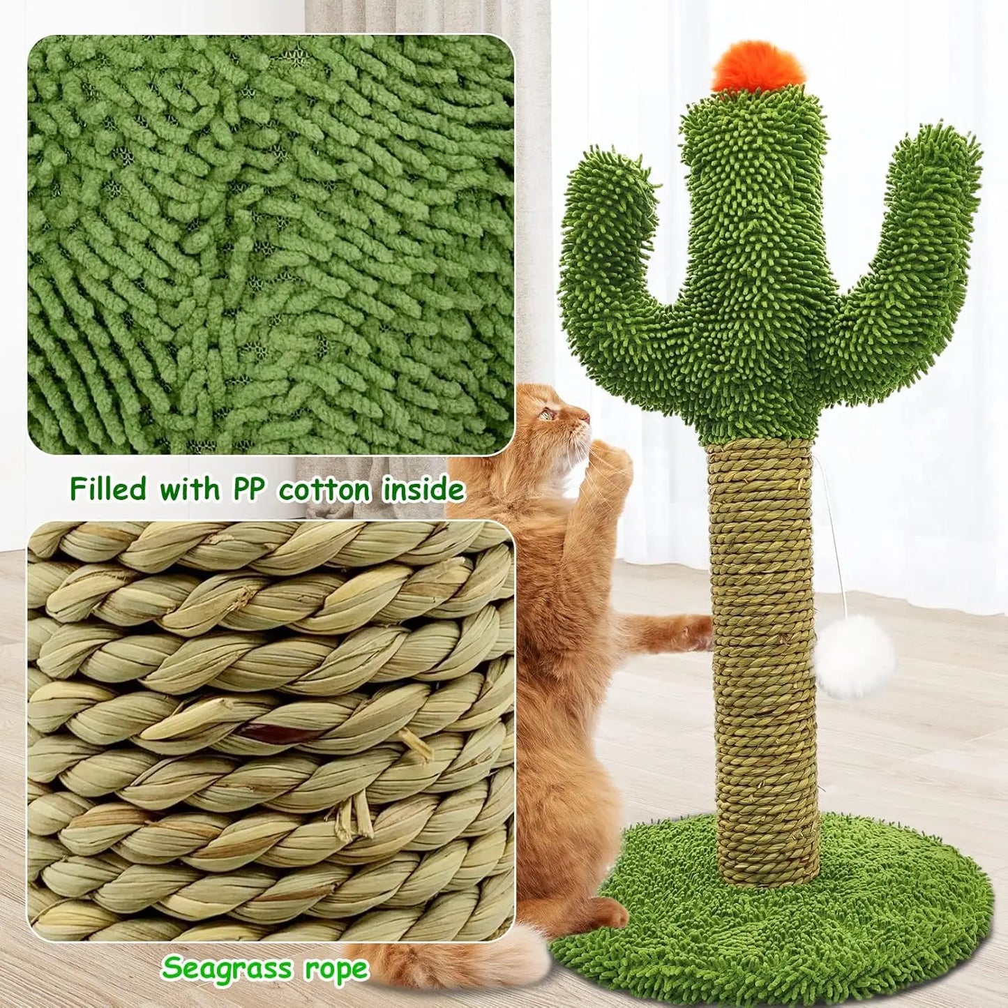 Indoor Cat Scratching Post And Cactus Cat Tree With Sisal Rope