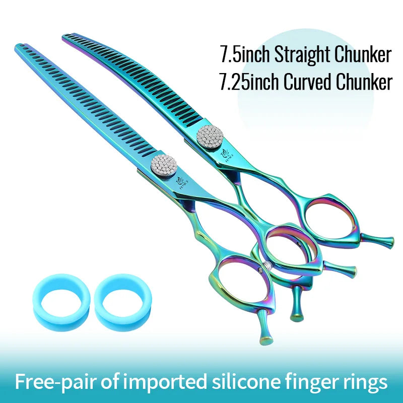 Fenice Diamond Screw Curved Chunker Pet Grooming Scissors JP440C
