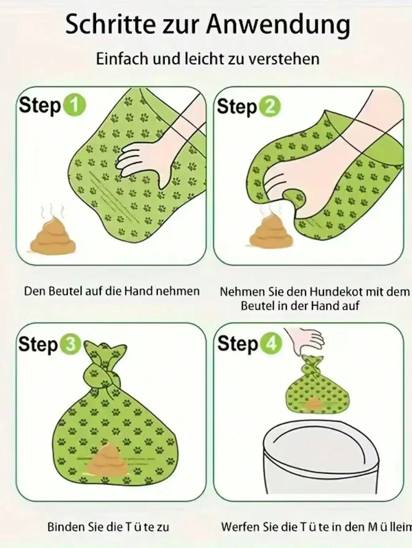 Biodegradable Cat Litter Bags 8 Rolls with Separator Leakproof