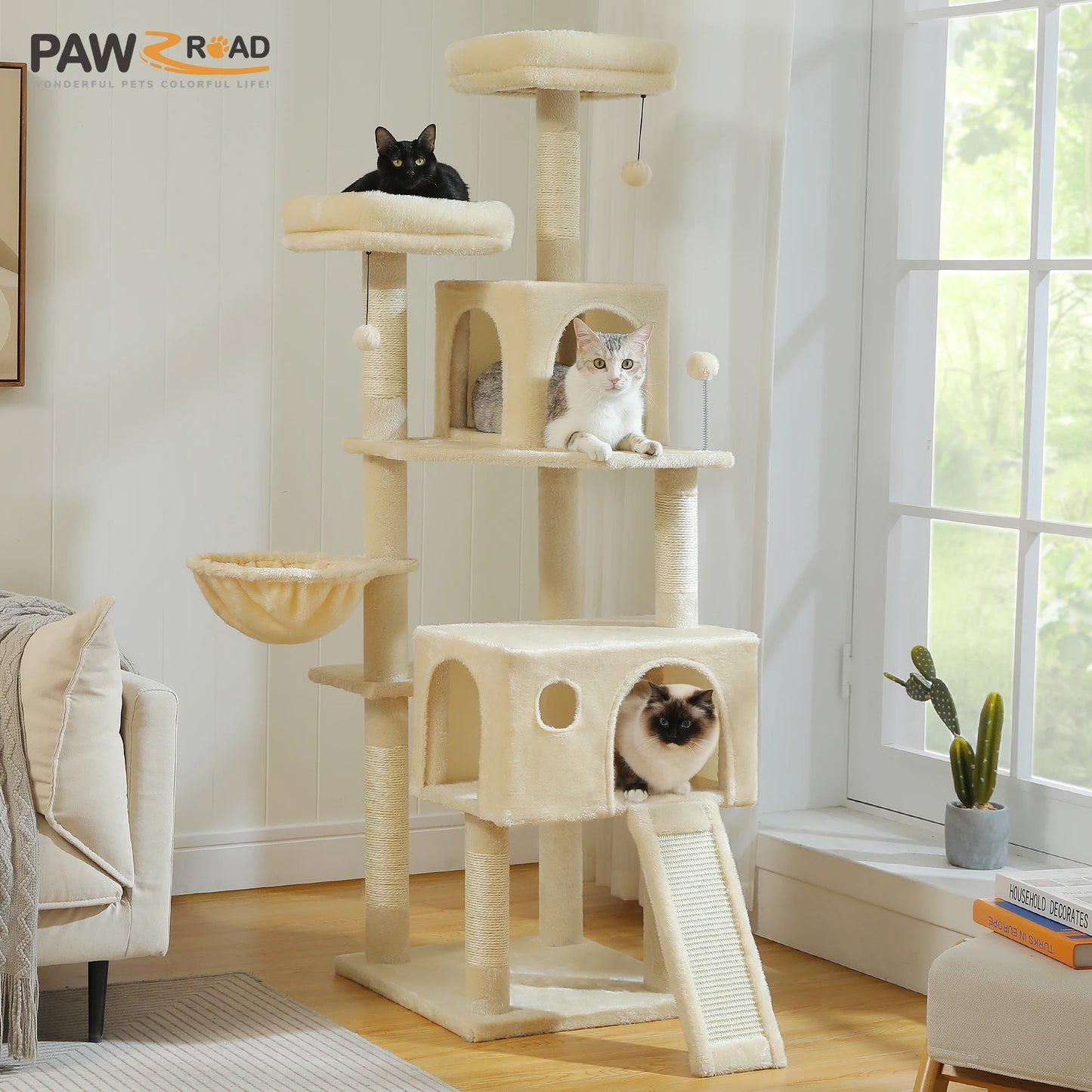 PAWZ Road Five-Level Cat Tree Tower With Sisal Scratching
