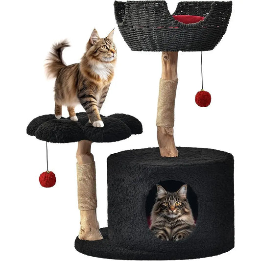 Luxury Wooden Cat Tower With Scratching Posts For Large Cats
