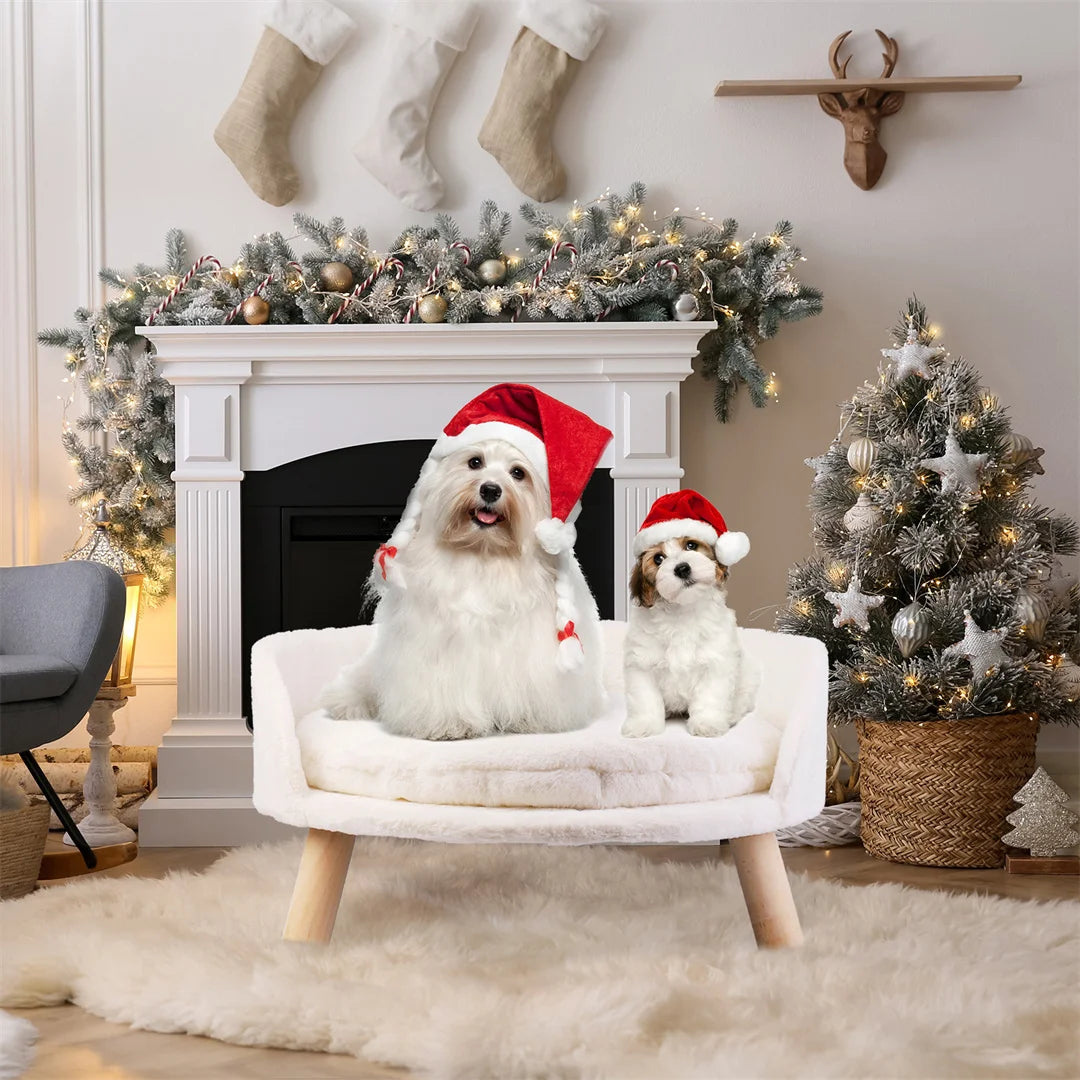 BINGOPAW Luxury Plush Cat Bed Nest with Wood Legs Waterproof