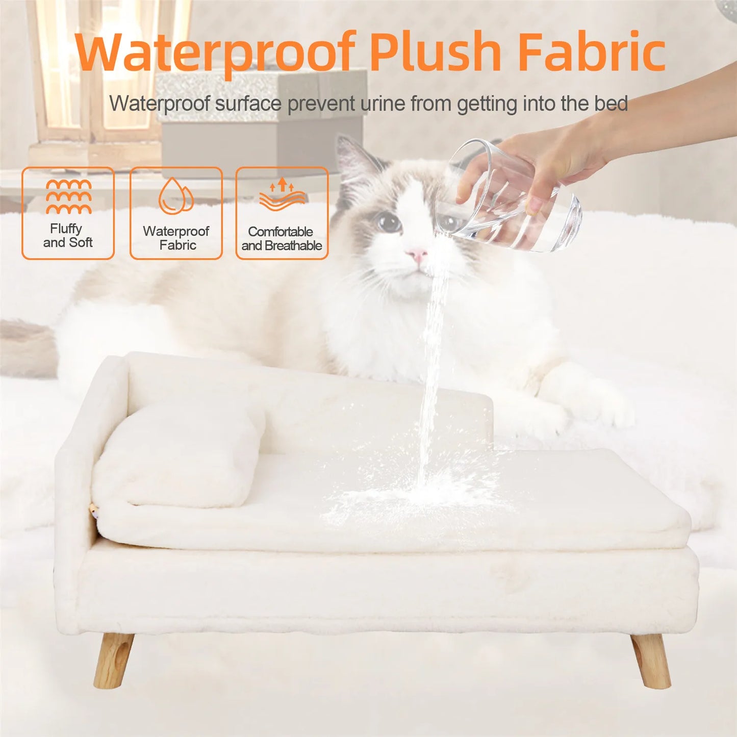 BINGOPAW Waterproof Raised Pet Sofa Bed With Plush Cushion