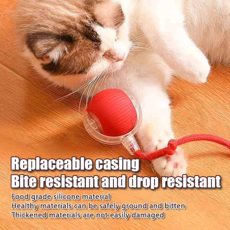 Automatic Rolling Ball Cat Toy With Fake Tail Rechargeable Interactive