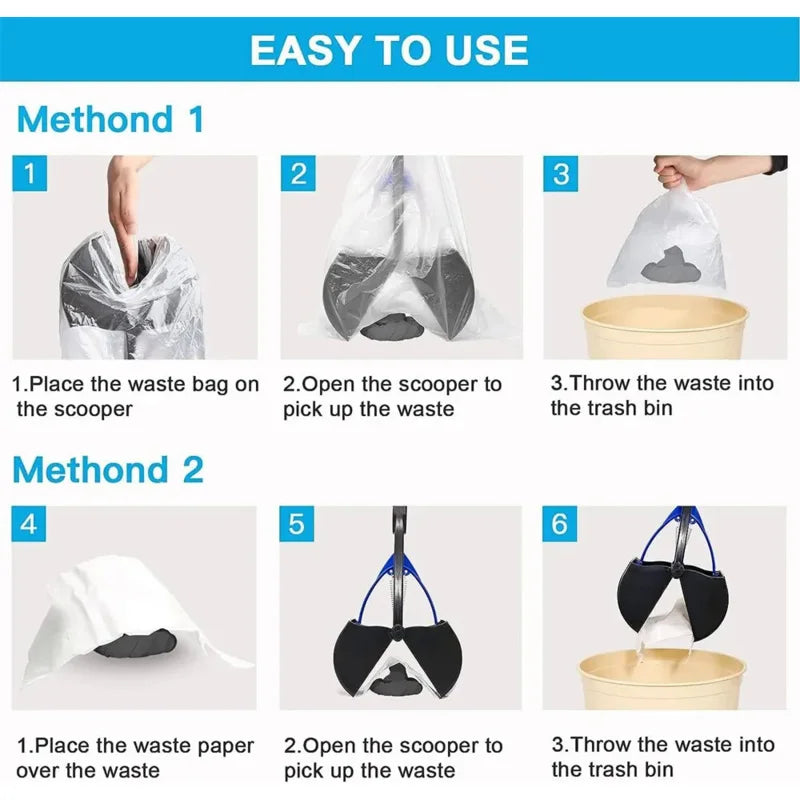 Dog Pooper Scooper With Long Handle Foldable Jaw Excrement Collector