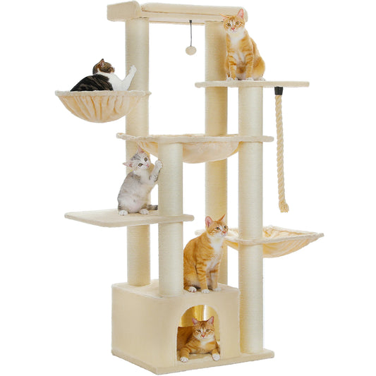 PEQULTI Cat Tree Tower With Scratching Posts And Cozy Condo