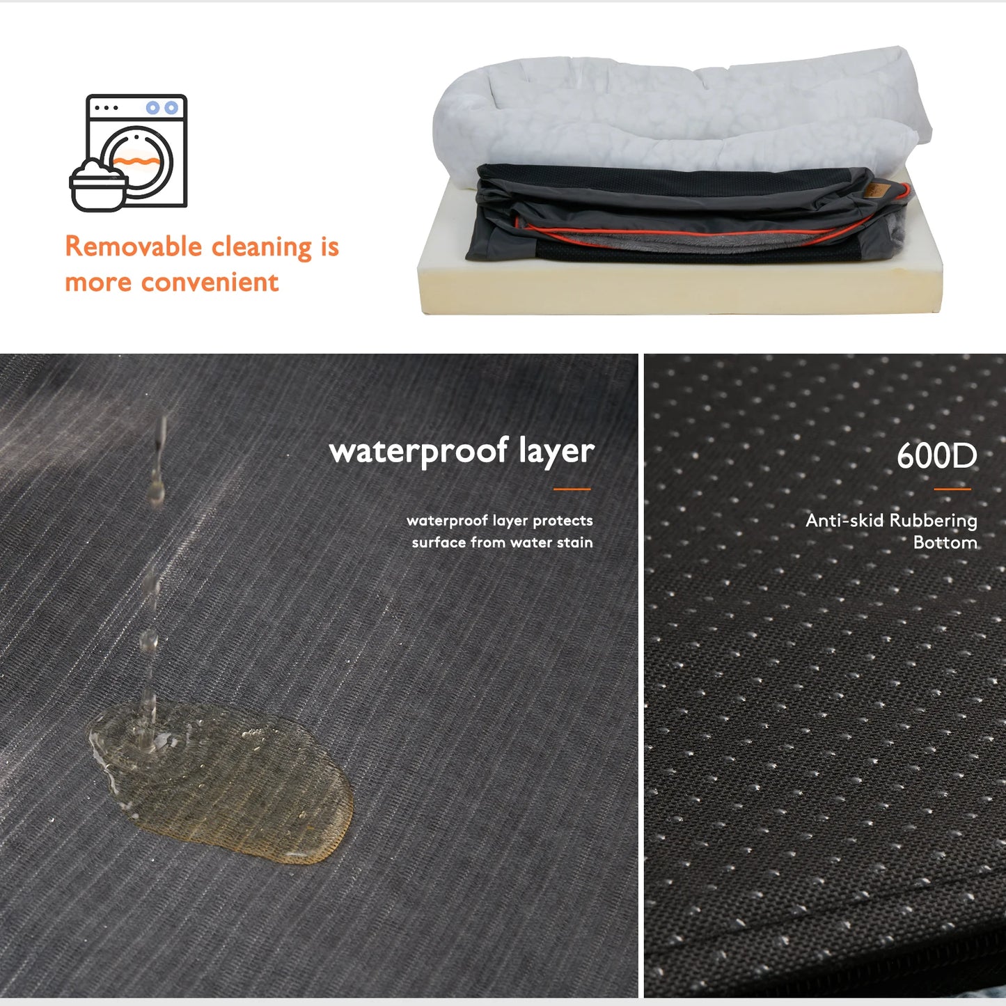 BINGOPAW Dog Bed With Removable Washable Cover Waterproof