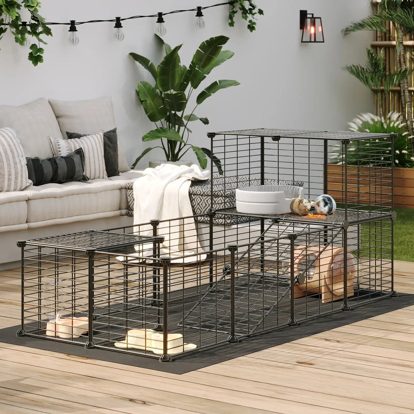 Guinea Pig Cage With Waterproof Mat And Playpen Panels