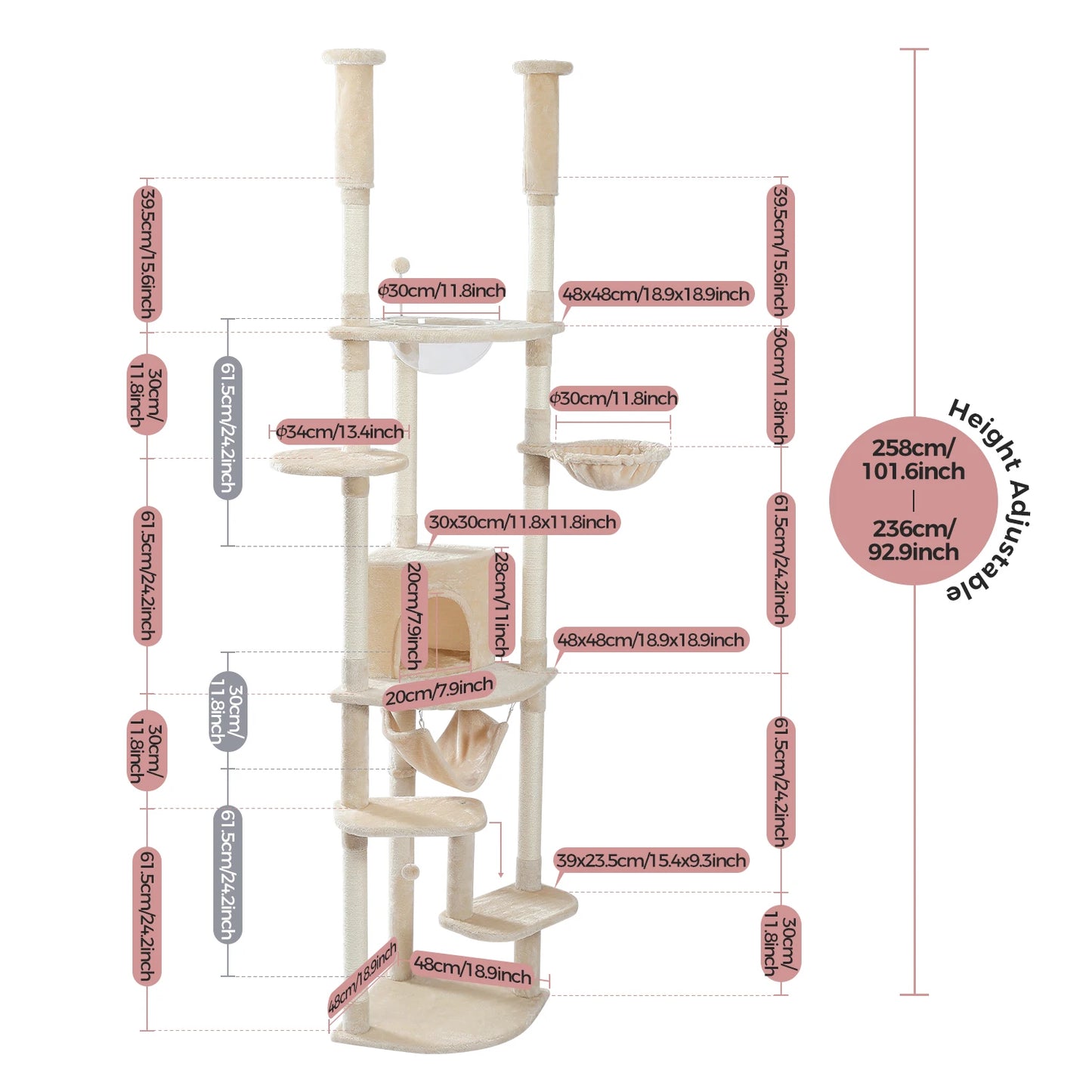 PAWZ Road Floor To Ceiling Cat Tree Scratching Posts