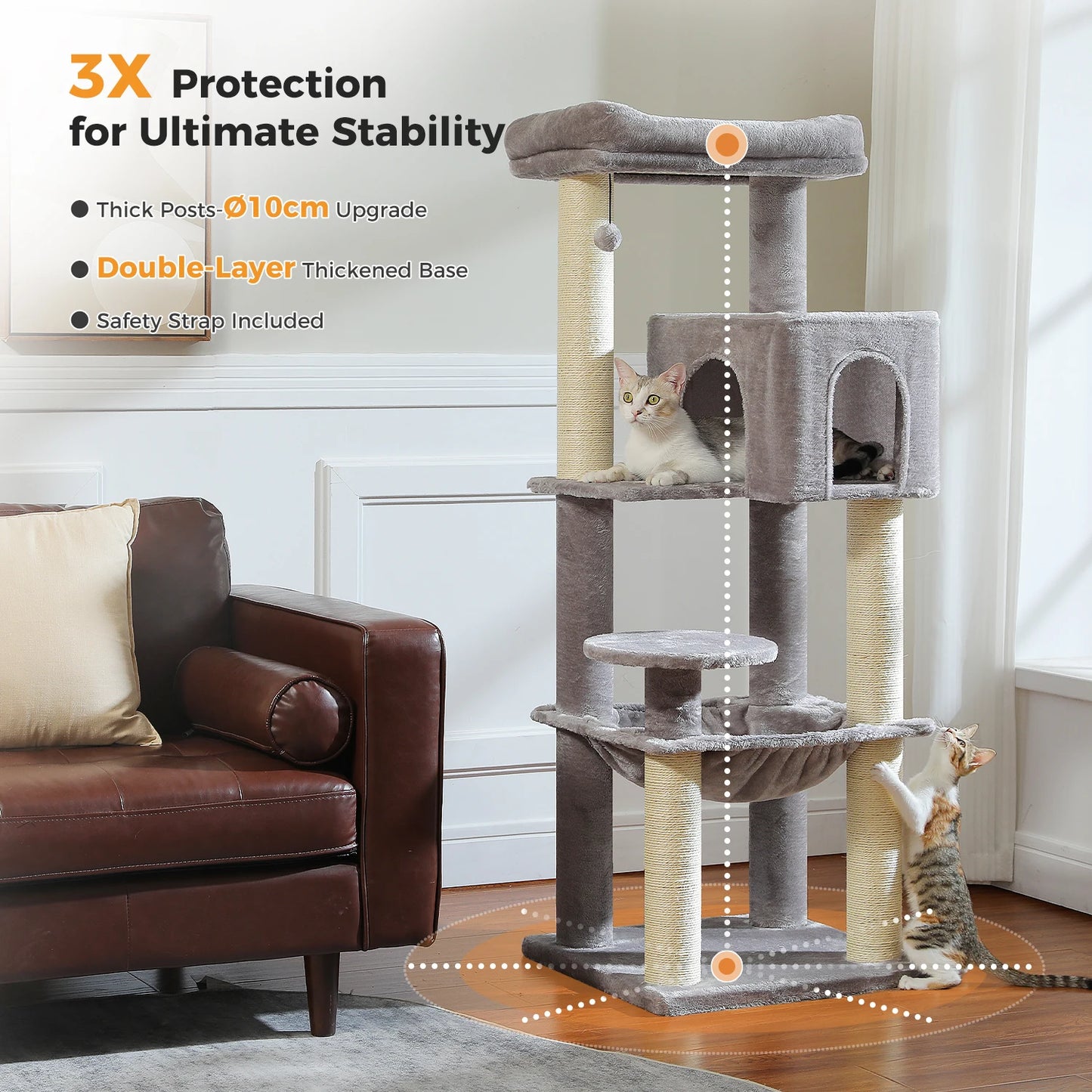PAWZ Road Heavy Duty Cat Tree With Thick Scratching Posts