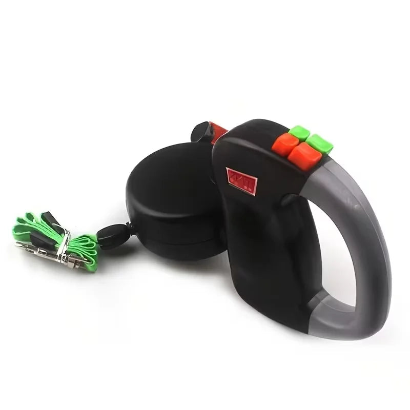 Self-Retracting Dual-Head Pet Leash For Two Dogs 360-Degree